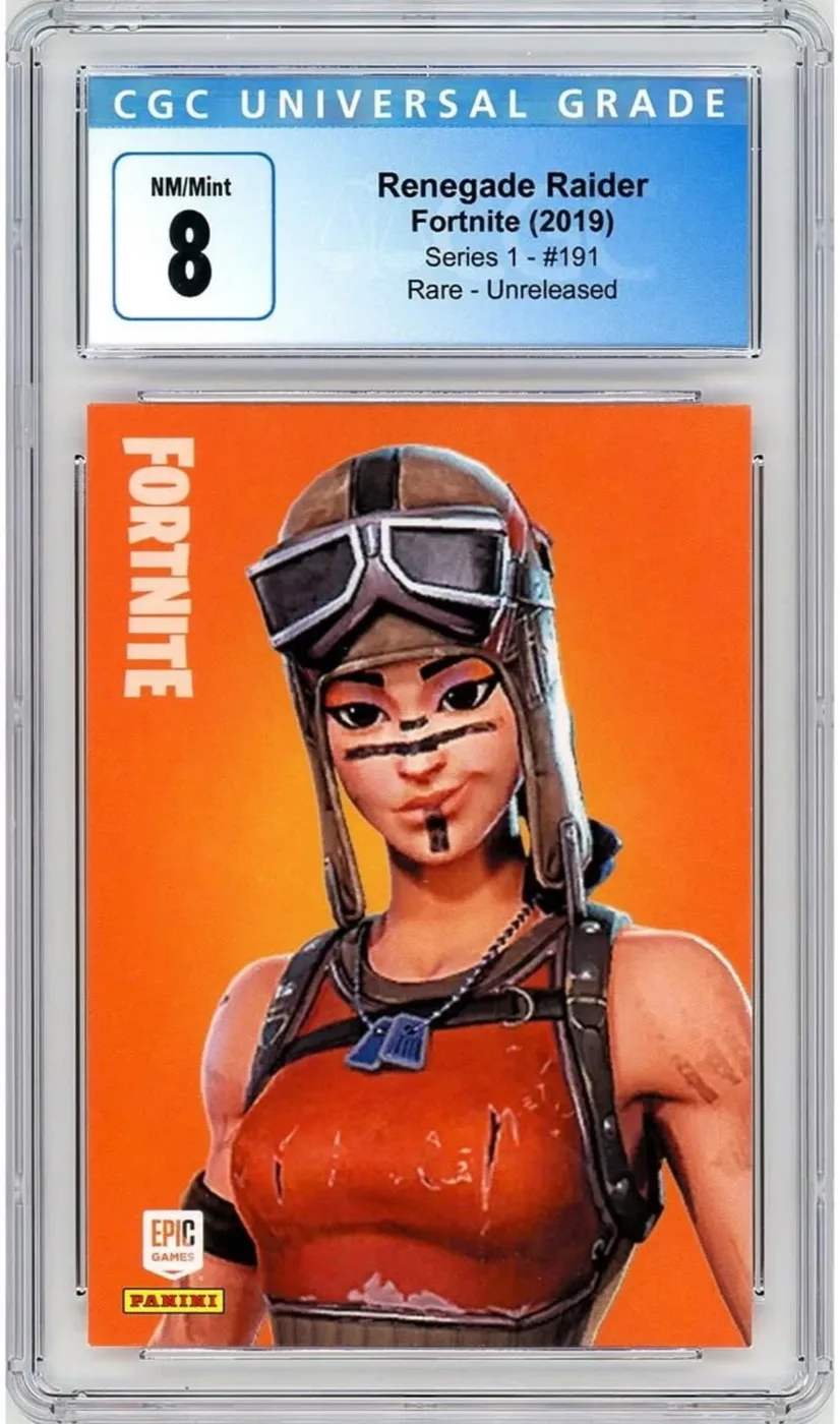Panini Fortnite unreleased Renegade Raider prototype card